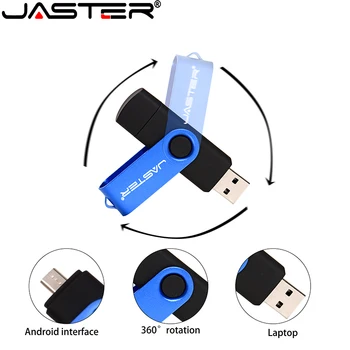 JASTER OTG USB Flash Drive Metal Pen Drive 2.0 64GB 32GB 4GB pendrive externe de stocare memory stick 16GB 128GB 8GB Micro USB