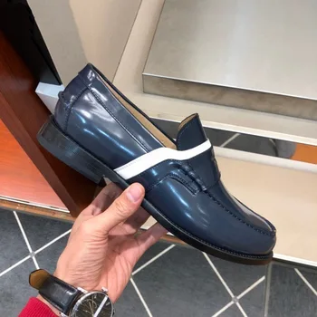 Negru Albastru piele de Vițel Tocuri rezistent la Uzura Aspirator Injectie Turnate Talpa Un Picior Costum, Pantofi Nunta, Pantofi de Mire