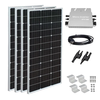 4buc 100w Panou Solar Fotovoltaic Monocristalin Balcon Stație de Putere 400 Watt Complet home & 600W 220v/230v Micro Invertor