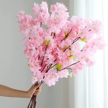 Floare de cires Floare Artificială cu Frunze de 100cm lungime Stem de Flori de Mătase Floare de Piersic pentru Biroul de Acasă Hotel Petrecere de Nunta Decor