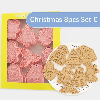 8Pcs Crăciun Tăietori Cookie Moș Crăciun Fulg de nea Cookie Forme Biscuiti Embosser Timbru de Crăciun de Copt Accesorii Decor