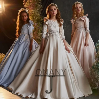 JONANY Moda 2023 Fata Rochie de Flori Margele de Cristal Personalizate Petrecere Bal Concurs Vestido Fetiță Prima Ceremonie de Comuniune