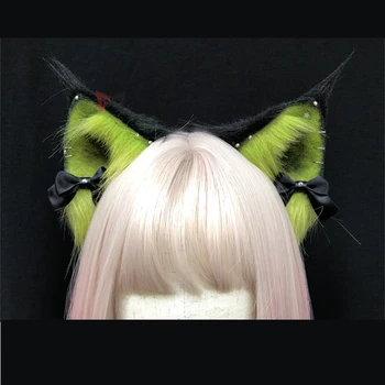 Halloween Serie Negru, Verde, Urechi de Pisică Cerc Păr Pălării Făcute de Mână de Lucru Pentru KC Cosplay Costum pentru Petrecerea de Accesorii Personalizate