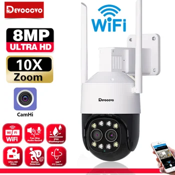 SIM 4G 4K 8MP Dual Lens PTZ IP de Securitate Ai de Urmărire Automată în aer liber, 10X Zoom Wifi Wireless de Supraveghere CCTV Camera P2P