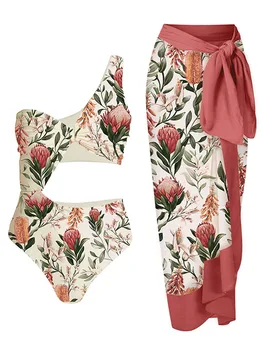Unul-Umăr Florale Imprimare Beachwear pentru Fata 2023 Femei de Moda de Costume de baie de Vară-O singură Bucată Costume de baie Baie Vacanta Sexy / Nou
