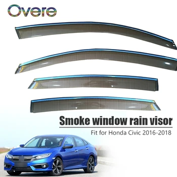 OVERE NOI 1Set Fum Fereastra Ploaie Vizor Pentru Honda Civic 2016 2017 2018 Auto-styling Aerisire Soare Deflectoare de Paza ABS Accesorii