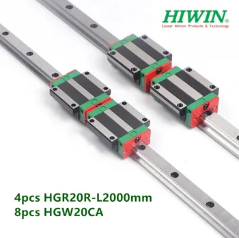 4buc Original HIWIN Șină de ghidare Liniare HGR20 2000mm + 8pcs HGW20CA flanșă bloc transportul rulmenți pentru CNC