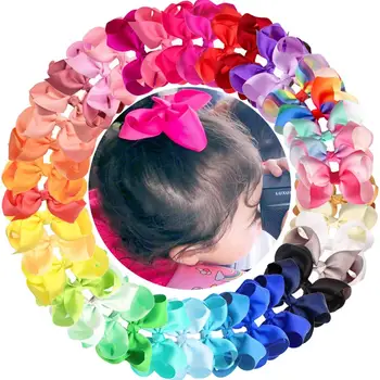 12 Culori Copii de 4.5 Inch de tip Boutique, Fete de Păr Arcuri Clipuri Panglică PoP Arcuri Aligator Clipuri de Păr pentru Fete pentru Copii Mici
