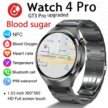 2023 NFC Smart Watch Bărbați GT4 POR 1.53-Inch de 360*360 HD AMOLED Touch Screen GPS Ceas Sport Barbati Inima Rata de Zahăr din Sânge Smartwatch