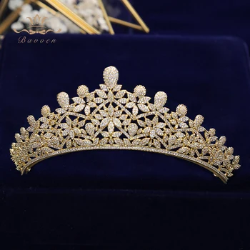 Spumant Placat Cu Mic Zircon Royal Regina Headpieces Diademe De Aur Coroane Nunta De Cristal Accesorii De Par Cadouri Pentru Mirese