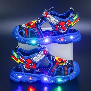 Noi Disney băieți drăguți spiderman sandale cu lumina printesa copii moale anti-alunecare pantofi Europa dimensiunea
