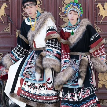 Tibetan Broderie Fotografie de Călătorie Îmbrăcăminte Hanfu Cuplu Stil Etnic Zhuoma cosplay costum haina de iarna