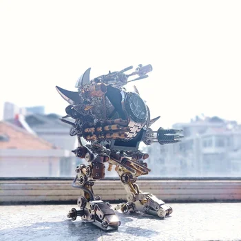 1000pcs+ 3D DIY Ceas Bază Taur Mecha Robot Cadou Creativ Ornament Model de Kit de Metal Bloc de Asamblare Șurub