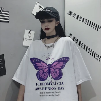 Topuri Femei De Imprimare Sweetshirts Fluture Grafic T Shirt Îmbrăcăminte Streetwear Kawaii Tricou Maneca Scurta Top Y2k