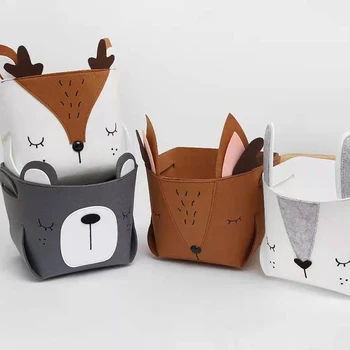 Animale Desene animate drăguț DIY Cutie de Depozitare Simțit Tesatura Pliabil Depozitare Coș Pentru Pepinieră Jucării Organizatorii accesorii de Bucatarie