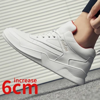 Vara Respirabil Pantofi Albi Inaltime Interioara a Crescut 6cm Pantofi pentru Bărbați de zi cu Zi Înălțimea Creșterea Pantofi Barbati Casual Pantofi Sport Bord