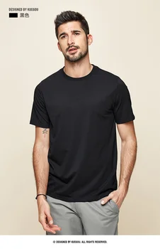J1584 -modale Confortabil din bumbac cu maneci scurte t-shirt barbati slim fit culoare solidă gât rotund elastic bottom tricou