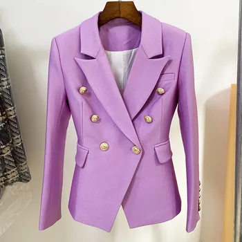 Europa de moda pentru femei Liliac Violet sacouri jachete de înaltă calitate ol haină la două rânduri A662