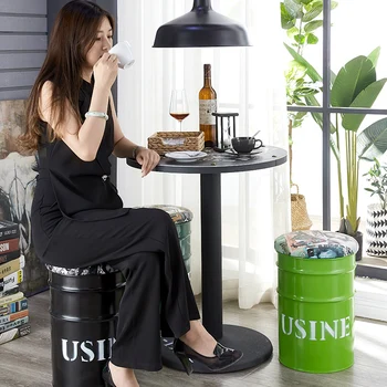Ulei de cilindru scaun creatoare de moda de stocare rundă de personalitate magazin de îmbrăcăminte foto stil industrial vopsea butoi de fier tambur forjat