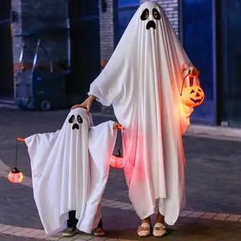 80-146cm Pelerina Halloween Capa Alba cu Fantome de Performanță Costum Halloween Copii Fantoma Haina Adulți Cosplay Mantie Carn Q5X2