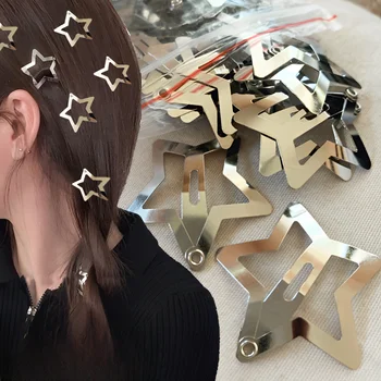 100buc Silver Star Clip de Păr pentru Fete Filigran Stele Clipă de Metal Clip Simplu Ac de păr Barrette Păr Femei JewelryHair Accesorii