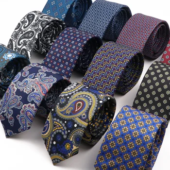 15Color Mens Moale Slik Cravatele de Poliester Noutate Slim Skinny 6cm Paisley Geometrie Model se Potrivesc Birou de Afaceri Costum Cină Accesoriu