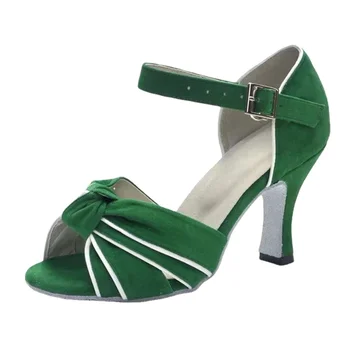 Verde Dans latino Pantofi Femei 2023 Interioară Moale cu talpi de Jazz, Tango Practică cu toc Înalt, Sandale de Dans Modern Vara Transport Gratuit