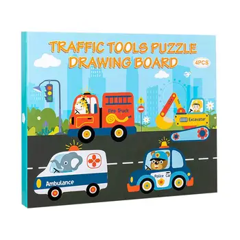 Puzzle din lemn Pentru Copii mici 3D Animal de Lemn/Trafic Jigsaw Puzzle-uri Educaționale de Dezvoltare Jucarii Cadou Montessori Forma de Culoare