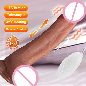Big Realistic Dildo Vibrator pentru Femei Vagin Încălzire de Control de la Distanță Penis Automate Telescopice Swing Sex Tooys pentru Bărbați Dick