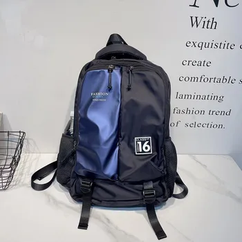 Bărbați Impermeabil Nylon Backpack Contrastante de Culoare Ușor buzunare Mari Student Ghiozdan Călătorie de Afaceri Geanta de Calculator lady