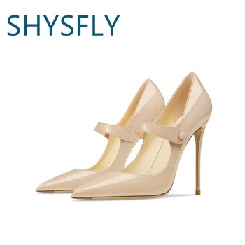 SHYSFLY din Piele Pantofi de Designer Nou În Degetele de la picioare Subliniat Elegant Toc Stiletto Partidului Catarama Curea Femei Pompe 2023