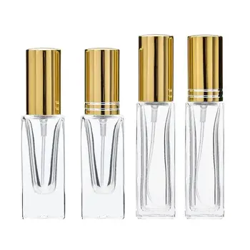 De parfum Spray Flacon de Sticlă Pătrat Clar Aur, Argint Negru Capac 4 ml 8 ml Portabil Cosmetice Ambalaj Proba Reîncărcabile Sticla 25pcs