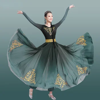 Xinjiang Uygur Spectacol De Dans Costume De Sex Feminin Minoritate Etnică Dans Purta Mongolă Dans, Rochie Dans Național Haine, Tinuta