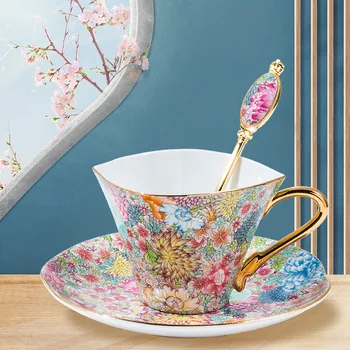 Nordic Flori Stil Pastorală După-Amiază De Ceai Ceașcă De Lumină Ceai De Lux, Set Ceasca Si Farfurie Din Ceramica Cana De Ceai Engleză Cană Cu Lingură