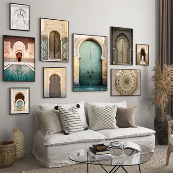 Maroc Ușa arabă Picturi Decorative Arhitectură Canvas Postere Islamic Perete Imagini de Artă Amprente pentru Living Decor Acasă