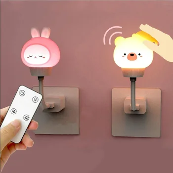 LED Copiii USB Lumina de Noapte Drăguț desen Animat Lampa de Noapte Suporta Control de la Distanță pentru copil Copil Decor Dormitor Lampă de Noptieră Cadou