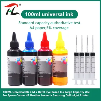100ML Universal Negru Imprimanta refill Cerneală Lichid Compatibil pentru HP, Epson, Canon Fratele CISS Sistem Vrac l3150 l4160 Transport Gratuit