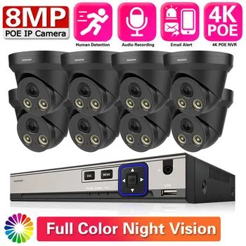 8CH 8MP Ultra HD NVR Sistem de supraveghere Video 4K H. 265+ Supraveghere NVR 4K IP66 IPC CCTV Culoare Viziune de Noapte Dome Kituri