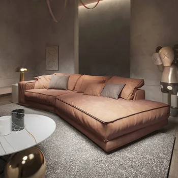 Mare brand Italian de mare canapea colt living modern minimalist tehnologie pânză de artă mată din piele extravaganță lumina