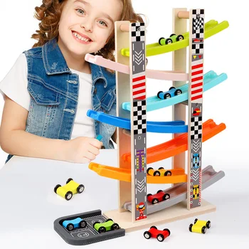 Urmăriți Mașină de Jucărie Joc de Indemanare auto Pista de Concurs Rampa Auto Vehicul Jucărie Set Fată Băiat Copil Multi-strat Scuter Jucărie de Învățământ