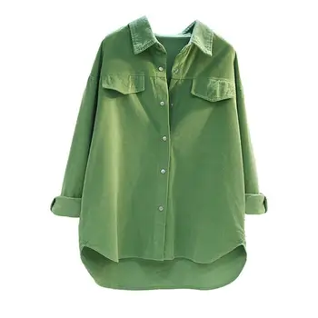 2023 Primavara/Vara Colectie pentru Femei Bluză Casual din Avocado Verde cu Buton-jos Față și Mozaic Design