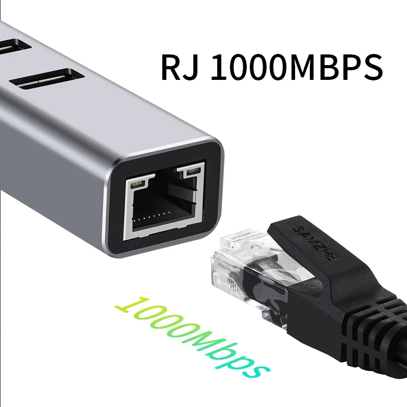 1000Mbps 3 Porturi USB C HUB USB 3.0 Tip C HUB USB la Rj45 Gigabit Ethernet Adaptor pentru PC Accesorii Laptop MacBook1