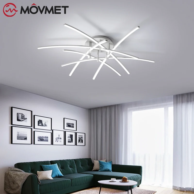 2021 Moderne LED Lampă de Plafon Pictat de Aur Cu Metal Acrilic Pentru Living Studiu Dormitor Interior Alb Mat Iluminat Acasă1