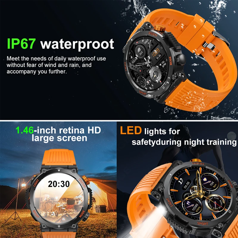 2023 Nou în aer liber smartwatch pentru bărbați BT Apel 1.46 inch busola monitor de ritm Cardiac somn tracker ceasuri 123+ modul sport Ceas Barbati1