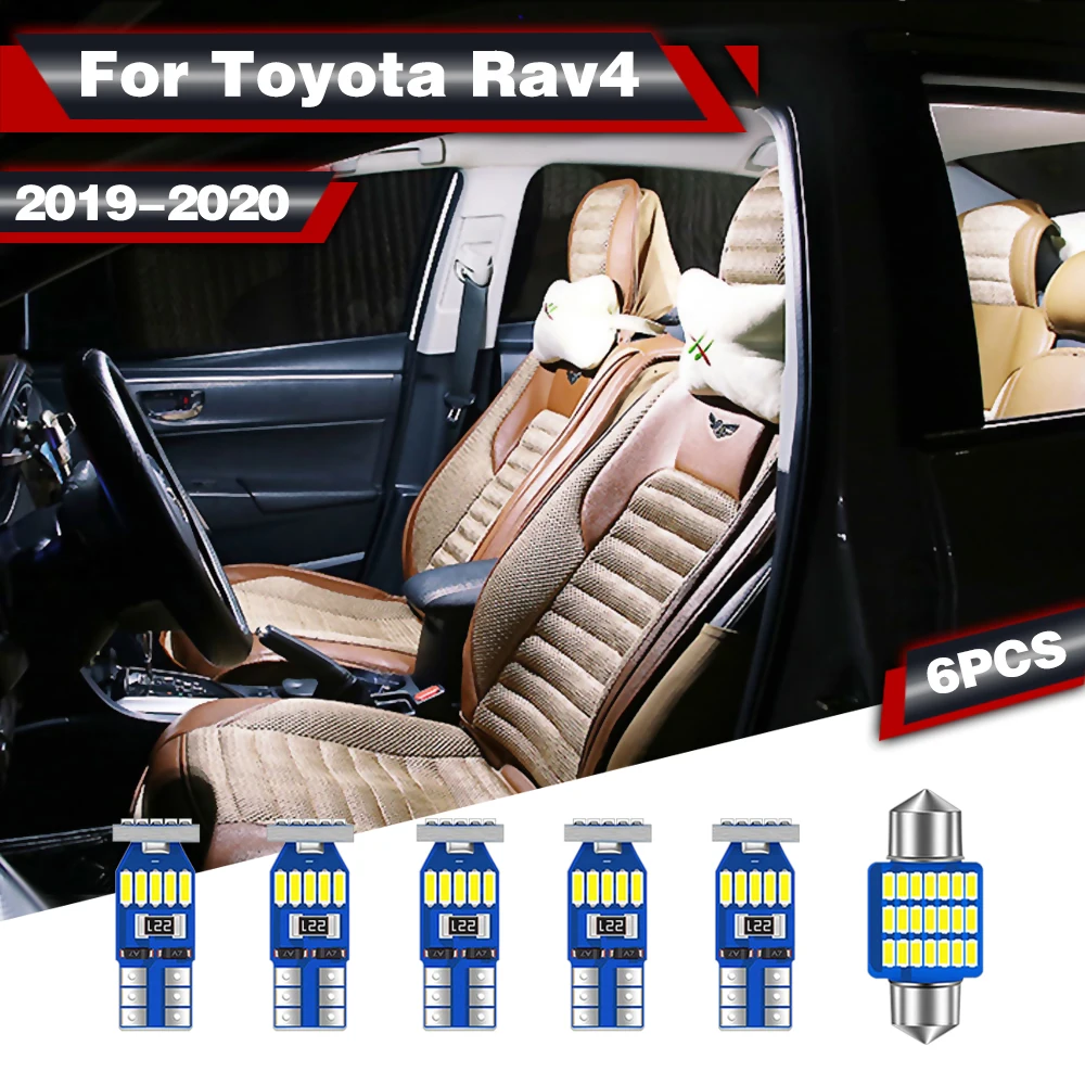 6 Buc LED-uri Auto Styling Interior Dome Lectură Acoperiș de Lumină Lampă de Gheață Alb-Albastru Decorare Auto Accesorii Pentru Toyota Rav4 2019 20201