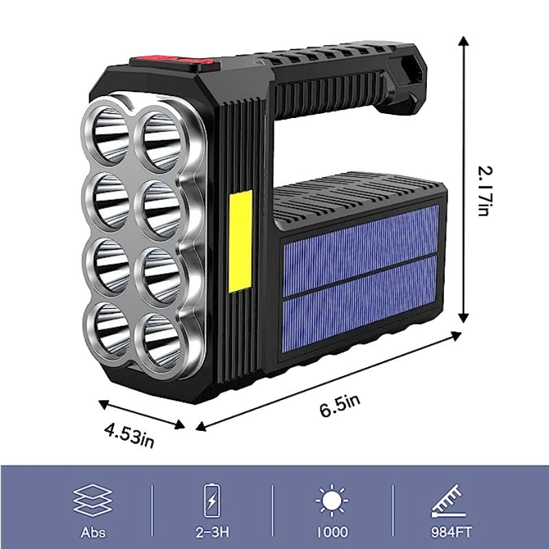 8 reîncărcabilă LED portabil alimentat cu energie Solara cu lanterna,cu COB lumina lateral,lumen mare 3 modul de căutare lumina,portabil, rezistent la apa1