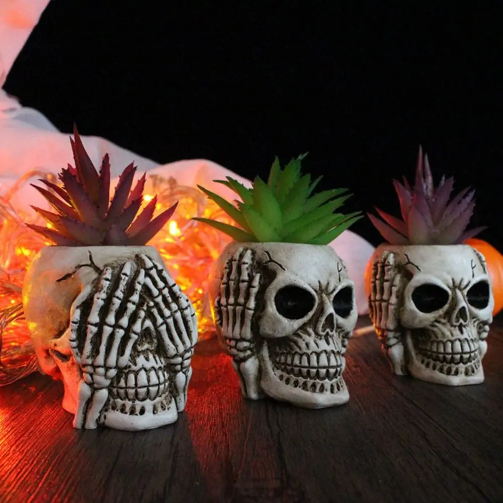 Alb Halloween Craniu Ghivece de Flori în Stil Gotic, Casa Bantuita Cap de Schelet Ghiveci de flori nu te Uita Consumabile Partid1