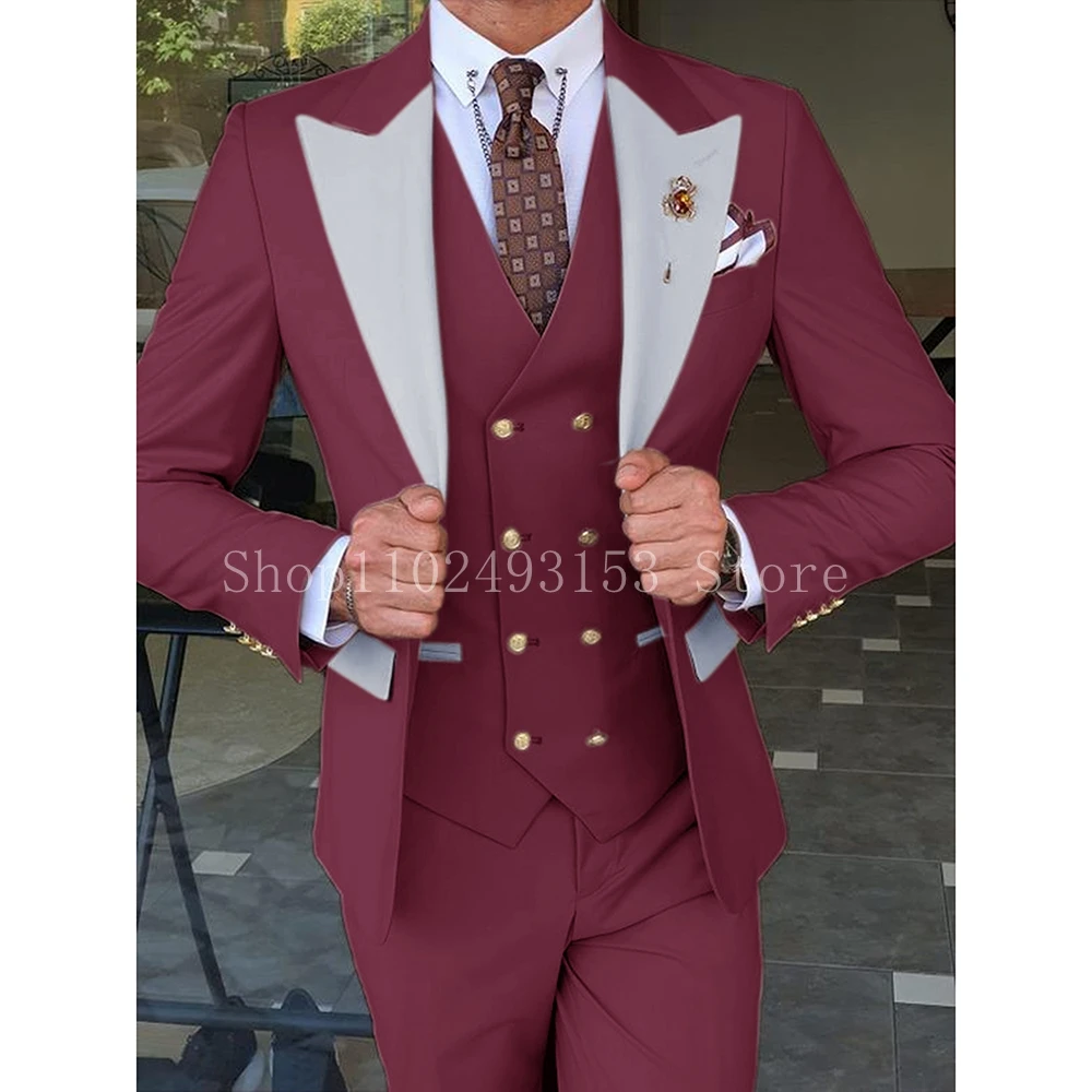 Cele Mai Recente Modele 2023 Costum Barbati Slim Fit De 3 Bucăți De Moda Elegant Formale Cavalerii De Onoare La Nunta Costume (Sacou+Vesr+Pantaloni)Terno Masculino1
