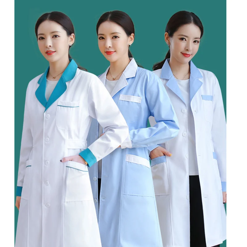 Farmacie haine de lucru, pentru femei, haine albe, cu mâneci lungi haine doctor, asistentă medicală cu mânecă scurtă de frumusețe farmacie de spital speciale1