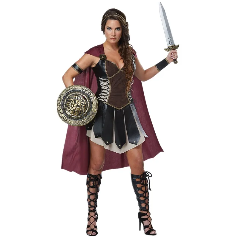 Femeile Adulte Medieval Roma Zina Printesa Razboinica Costum Carnaval De Halloween Petrecere De Cosplay Roman Sparta Gladiator Rochie Fancy1